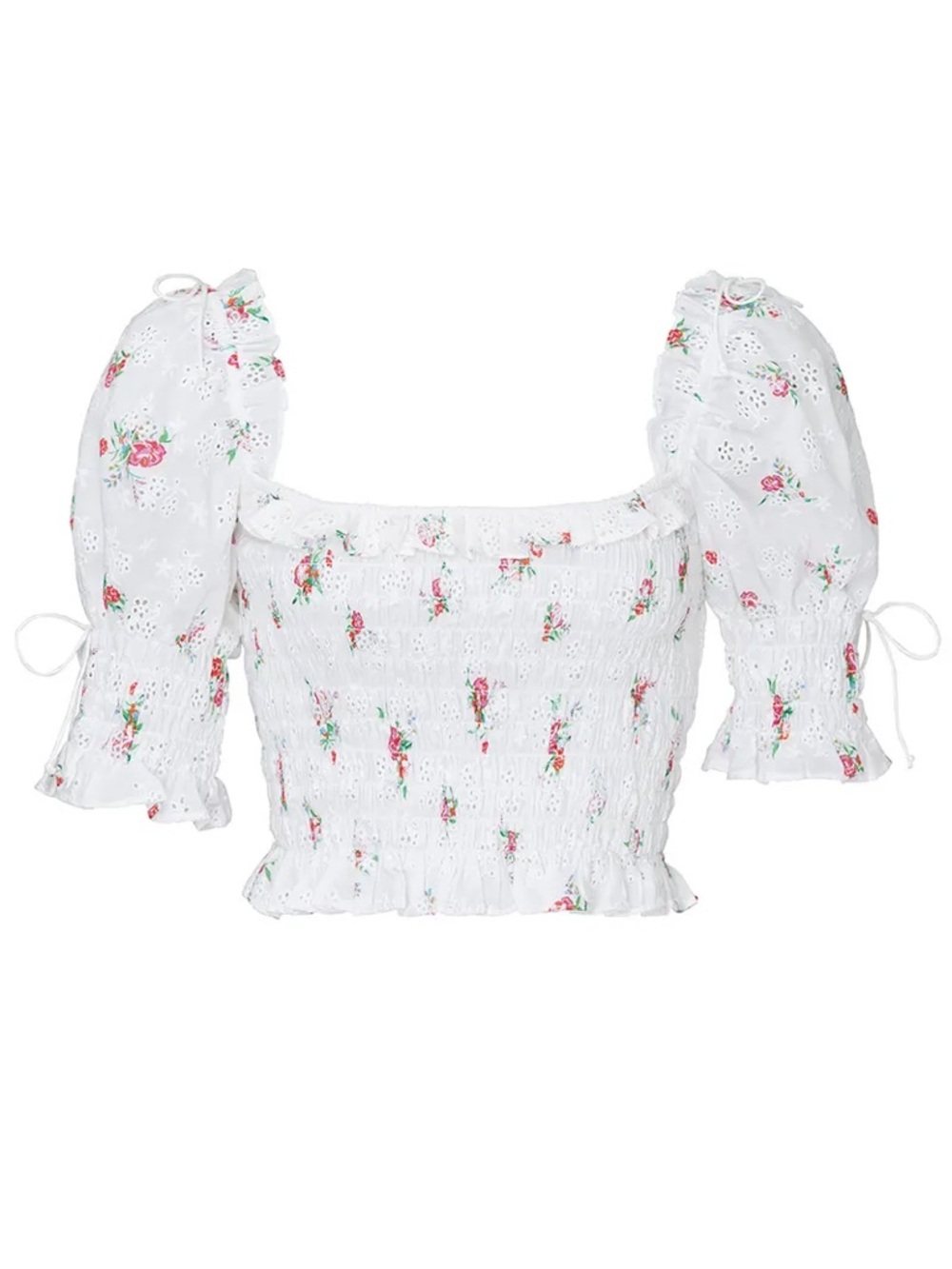 For Love & Lemons Tarte Eyelet Smocked Blouse - Picture 9 of 9